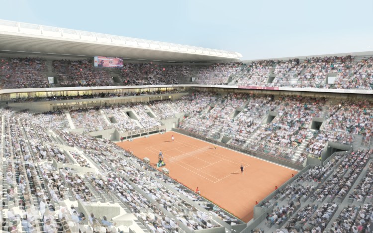Court Philippe Chatrier toit ouvert